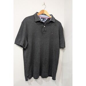 Tommy Hilfiger Custom Fit Men's Charcoal Gray Polo Shirt XL Short Sleeve Logo‎